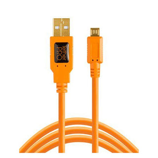 TetherPro USB 2.0 to Micro-B 5-Pin, 15' (4.6m), High-Visibility Orange