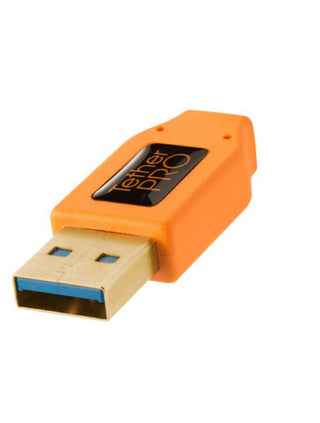 TetherPro USB 3.0 to Male B, 15' (4.6m), High-Visibility Orange