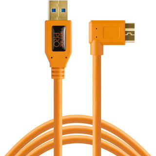TetherPro USB 3.0 to Micro-B Right Angle, 1' (30cm), High-Visibility Orange