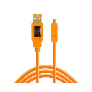 TetherPro USB 2.0 to Mini-B 5-Pin, 15' (4.6m), High-Visibility Orange