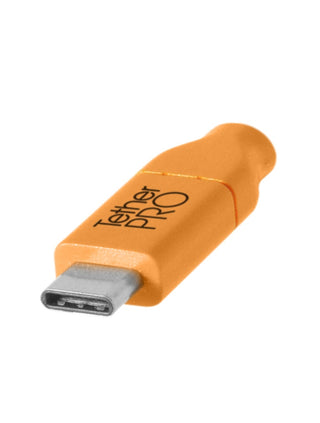 TetherPro USB-C to 2.0 Micro-B 5-Pin, 15' (4.6m), High-Visibility Orange